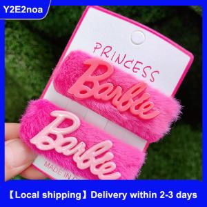 【Local shipping】 Fashion Barbie Letter Heart Hairpin Sweet Pink Plush Hair Clip Side Bang Clips Hair Accessories For Girls
