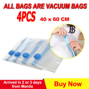 4 Pcs Vacuum Bags Reusable Compression Bag Storage Vacuum Bag 40X60CM Transparent