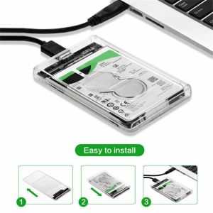 USB 3.0 SATA 2.5 hard disk drive enclosure HDD hard drive enclosure transparent USB 2.5 SATA hard disk drive enclosure fast transmission with LED light