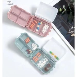 Hộp Chia Thuốc Mini 8 Ngăn Lúa Mạch – Hộp Đựng Thuốc Theo Ngày Gập Gọn Nắp Kín Chống Ẩm Tiện Lợi