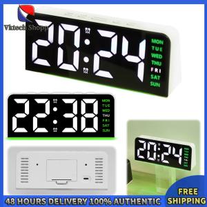Vktech LED Digital Alarm Clock Electronic Wall Clock Large Number Display Bedside Alarm Clock Desk Alarm Clock for Bedroom