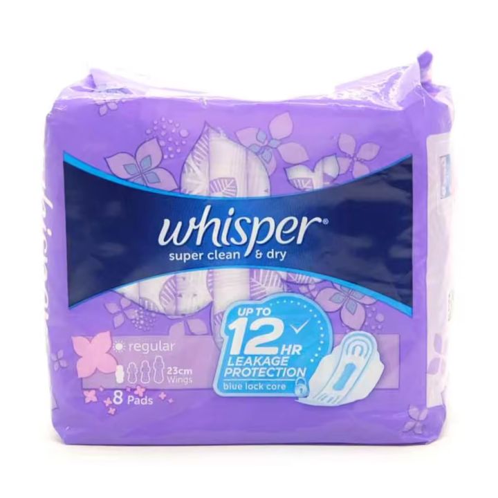 WHISPER, Cottony Clean Diaper Flow Wings 8 Pads [SANITARY NAPKIN