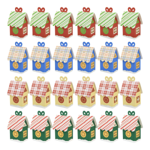 24Pcs Festival Holiday Candy Packaging Boxes Reusable Paper House Gift Containers For Christmas Decorations