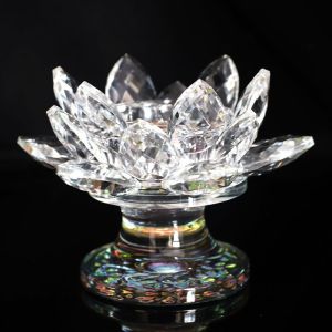 Lotus Crystal Glass Candle Holder Tealight Candle Holder Praying Candle Holder
