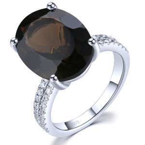 Lohaspie Jewelry Real 8 Carats Pure Silver 925 Original Ring Natural Citrine Smoky Quart Ring Citrine Stone Original Ring Birthstone Ring For Women Silver 925 Jewelry