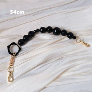 New Woman Bag Accessory Chain Black Contrast Acrylic Straps Resin Beaded Part Handcrafted Wristband Women Replacement Bag Handle Chains