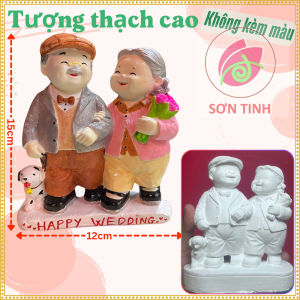 Tượng thạch cao Cô Dâu Chú Rể Phi Hành Gia M59 (Không kèm màu) Bé Tô Màu Tô Tượng Decor