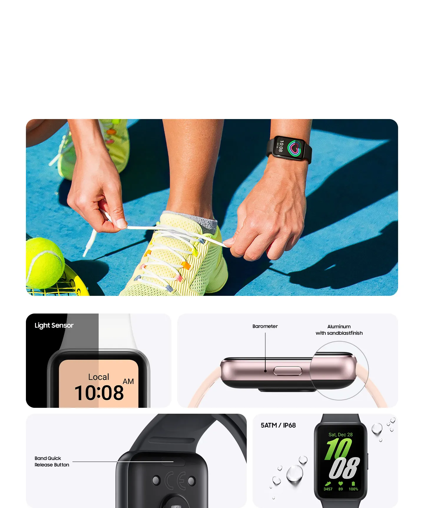 Samsung Smart Watch Galaxy Fit3 สมาร์ทวอทช์ ระบบบลูทูธ 40mm สี Pink Gold สี Gray สี Silver