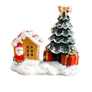 Handcrafted Resin Christmas Village House Ornament With Intricate Miniature Landscape For Festival Tabletop Decoration