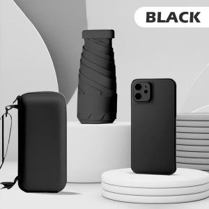 UV Mini Sun Umbrella Flat Five-Fold Umbrella Black Glue Sunscreen Anti-ultraviolet UPF50+ Umbrella Foldable Umbrella Payung Lipat Payung Anti Sinaran UV 雨伞