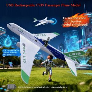 DOWNA PP Mô hình máy bay chở khách C919 34367.5cm Có thể sạc lại bằng USB Máy bay bọt xốp điện 4 màu sắc Mô hình máy bay lắp ráp