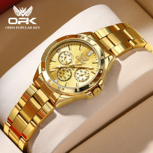 OPK watch for women luminous chronograph calendar multi-functional diamond face waterproof quartz movement watch