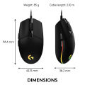 Logitech Gaming Mouse G203 2nd Gen 8,000 DPI, Rainbow Optical Effect LIGHTSYNC RGB Wired. 