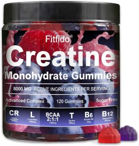 Kẹo dẻo Creatine Monohydrate Complex 8000mg cho nam và nữ chứa L-carnitine & Taurine xây dựng cơ bắp tăng cường năng lượng phục hồi nhanh hơn không đường & thuần chay vị mâm xôi & dâu đen 120 viên