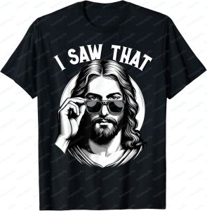 [Local Stock] VCC Jesus I Saw That Funny Joke Meme Quote Christian T-Shirt Casual Fashion Summer Short Sleeve Man Tshirt Cotton Women Clothing