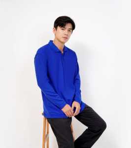 Kaos Kerah Polos Panjang Biru Benhur - Kaos Kerah Panjang Biru Tua - Kaos Kerah Polos Lengan Panjang - KAOS POLOS COWOK - KAOS KERAH COWOK LENGAN PANJANG