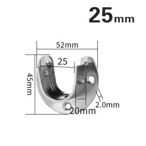 Moda U Shaped Stainless Steel Closet Pole Sockets Flange Set Rod Holder with Screws for Easy Installation&Quick Removal