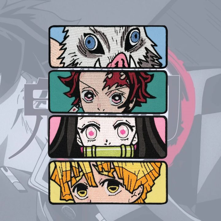 Cartoon Demon Slayer Patches Hook and Loop Embroidery Anime&Manga ...