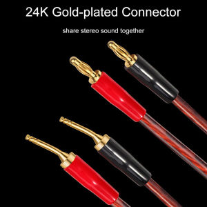 GOLLEY LION 1 Pair Hifi Speaker Cable with Banana Plug to 2.0 Pin for Home Theater Amplifier Surround System 2pcs