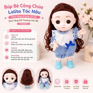 🎀 Búp Bê Công Chúa Lolita Thân Nhựa 8 Inch 23 cm - Quà Tặng Dễ Thương Cho Bé PVN9941