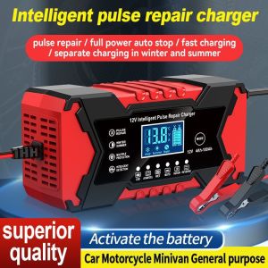 12V 6A Full Automatic Car Battery Fast Power Charger Digital Lcd Display For Motorcycle