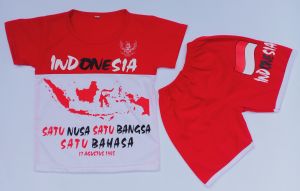 baju setelan anak cowok /anak perempuan 17 agustus terbaru kekinian merah putih