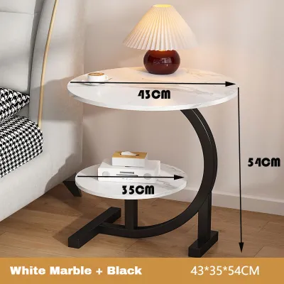 Meja Kopi Bedside Table Home Sofa Side Desk Nordic Style Small Luxury Living Room Round Coffee Table Personalized Metal Bracket Tea Table 咖啡桌 茶几