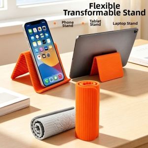 JURHOMIE Flexible Foldable Silicone Phone Holder Non-Slip Adjustable Airplane Phone Holder Portable Aluminum Phone Stand