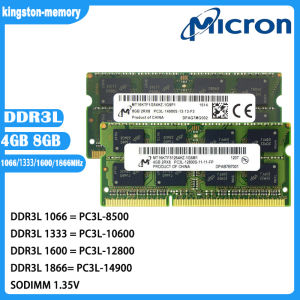 Micron Laptop Ram DDR3L 4GB 8GB 1066/1333/1600 1866MHz Laptop Memory PC3L-8500 10600 12800 14900 ddr3L 1.35V SODIMM 204pin Memory For Notebook