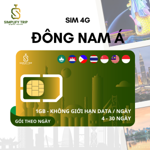 SIMPLIFY TRIP - SIM du lịch Đông Nam Á 4G chỉ có data - Gói theo ngày (4-30 Ngày)