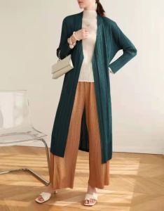 Miyake Quần Xếp Li Quần 2021 Phong Cách Hàn Quốc Phụ Nữ Thời Trang Giản Dị Chia Thẩm Mỹ Đen Quần Phụ Nữ Đơn Giản Loose Stretch Quần Thẳng Màu Vàng quần Dài Màu Đen