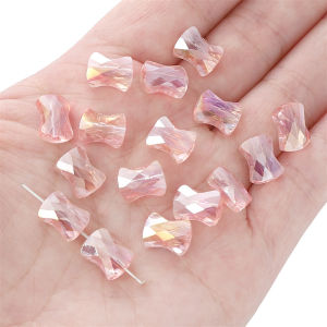 ลูกปัดแก้วรูปโบว์ไท10ชิ้นลูกปัดคริสตัลใสรูปโบว์หลวมสำหรับสร้อยข้อมือแฮนด์เมดสร้อยคอเครื่องประดับทำเครื่องเพชรพวงกุญแจ