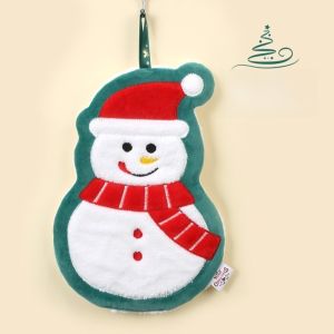 UUMIR Cartoon Snowman Christmas Hand Towel Absorbent Coral Fleece Bathroom Hand Cloth Creative Quick-drying Xmas Handkerchief