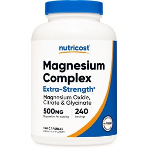 Nutricost Magnesium Complex Extra-Strength 500mg - Hỗ Trợ Giấc Ngủ Giảm Chuột Rút Thư Giãn Cơ Bắp  ✔ Hỗ trợ duy trì chức năng bình thường của cơ bắp và hệ thần kinh.  ✔ Hỗ trợ thư giãn cơ thể giảm cảm giác căng cơ sau vận động.
