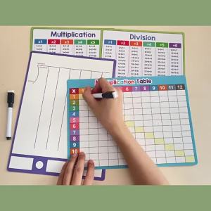 กระดานเขียนคำนวณการคูณและการหารภาษาอังกฤษแบบลบได้ A4 ตารางการคูณและการหาร อุปกรณ์ช่วยการเรียนรู้