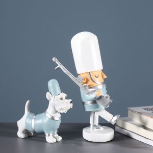 EFSGD วินเทจ แคร็กเกอร์ทหารและสุนัข สีทาแล้ว หัตถกรรมหัตถกรรมหัตถกรรม แคร็กเกอร์ทหารคริสต์มาส สุขสันต์วันคริสต์มาส หุ่นเพรียวบาง ตุ๊กตาทหารคริสต์มาส สำหรับปีใหม่