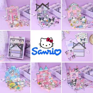 Sanrio Kuromi Cinnamoroll Quiet Book Kawaii DIY Sticker Games Scene Decorate Scrapbooking Stationery Supplies Children Stress Relief Toys Gift