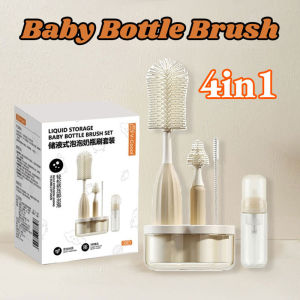4Pcs Baby Bottle Brush Set Multifunctional Cleaning Tool Silicone Brush Cleaner Berus Botol Susu