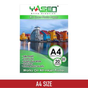 Yasen RC Linen or Woven Photopaper 20 PCS 260GSM A4 A3 3R 4R 5R Size