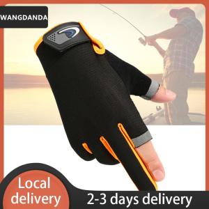 [COD] WANGDANDA Ship within 24 hours 1Pair Anti-Slip Breathable Fishing Gloves Two Finger Cut Durable Outdoor