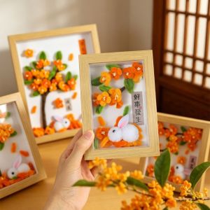 BMFUEW Rabbit Flower Mid-Autumn Festival Gift Osmanthus Tree DIY Handmade Gifts DIY Photo Frame Decorative Painting Handmade Photo Album For Elders