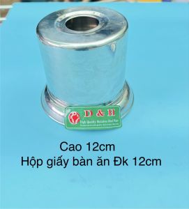 Hộp đựng giấy ăn inox PHÚC HƯNG PHÁT SG kích thước 12x12cm có 2 loại inox 201 không hít và inox 430.