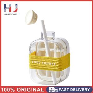 2 in 1 Ice Cubes Bottle with Lid Ice Cubes Mold Silicone with Straw for Cocktail Coffee Whiskey Beer Juice