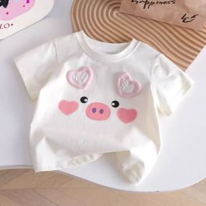 Áo Thun Cho Bé Gái Mùa Hè Cotton 100 Tay Ngắn - Áo Phông Trẻ Em Cổ Tròn Thoáng Mát Dễ Phối Đồ