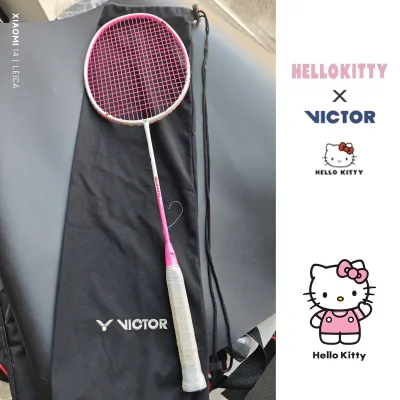 Victor Spider Man/Hellokitty/Doraemon official Partner Badminton Racket KT Hello Kitty Adult and Children (Bouquet Pink)