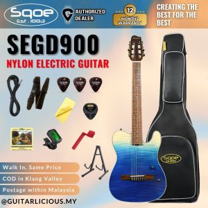 SQOE Spain SEGD900 Electroacoustic Silent Nylon Guitar with Piezo Pickups Quilted Maple Top