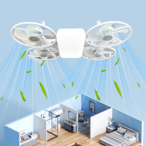 New fan light four-head newly upgraded bedroom ceiling light fan car portable small fan with light