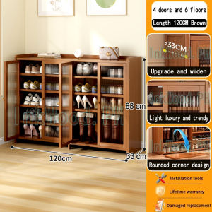 Inkwood Premium Bamboo Shoe Cabinet with Adjustable Shelves and 360° Dust-Proof Doors