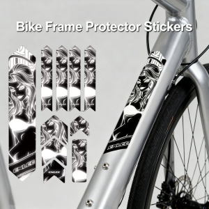 Reflective Bike Frame Protector Stickers Reusable Glue Removeable Scratch-Resistant Protect Stickers with Reflective Design for Night Safety