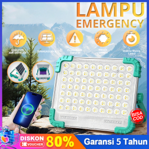 Lampu Emergency Solar LED 300W 5 Mode IP65 Tahan Air Solar Charging USB Rechargeable Baterai Lepas Bisa Powerbank Super Terang Portable